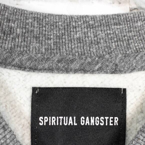 Spiritual Gangster Heather Gray Monogram Embroidered Pullover Sweatshirt Medium - Picture 6 of 7